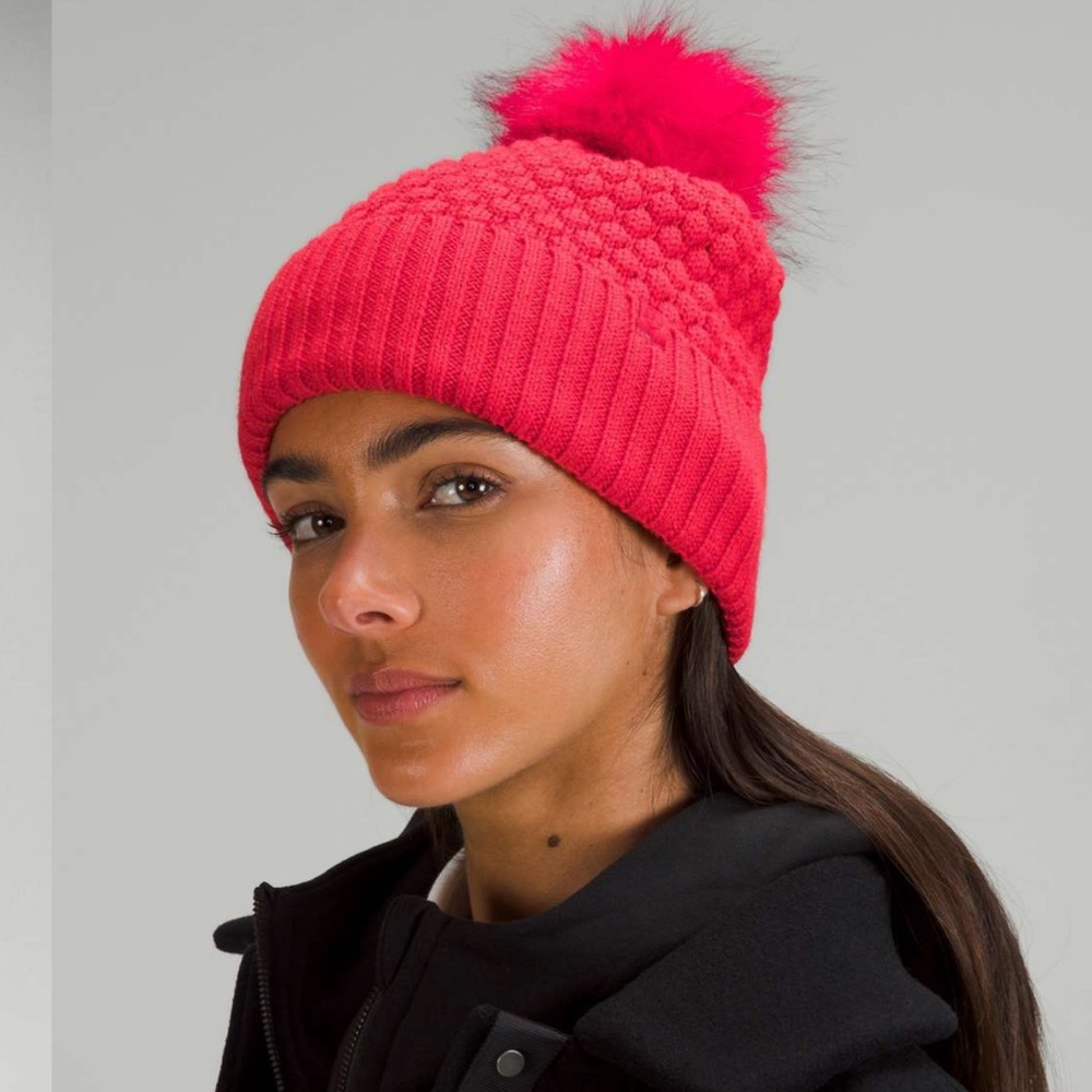 lululemon athletica Hot Pink Pom-Pom Knit Beanie